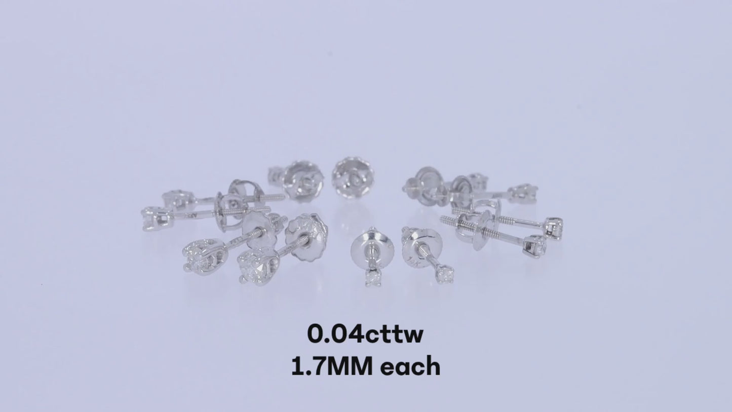 Natural Diamond Mini Stud Screw Back Earring in 14k Solid Gold | Cartilage Diamond Stud Earrings | Single or Pair | Very Small 1.7MM