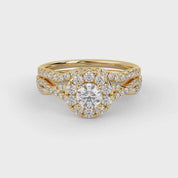 IGI Certified Round Shape Infinity Halo Solitaire Bridal Set Ring