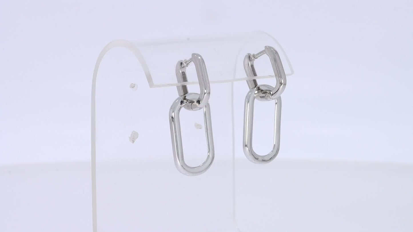 Double Chain Link Drop Earrings for Women in 925 Sterling Silver