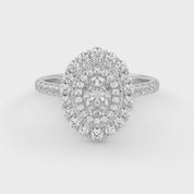 IGI Certified Oval and Round Shape 1.05 Carat Lab Grown Diamond Double Halo Engagement Ring