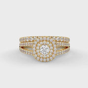 IGI Certified Double Halo Split Shank Bridal Ring Set