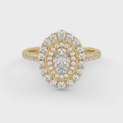 IGI Certified Oval and Round Shape 1.05 Carat Lab Grown Diamond Double Halo Engagement Ring