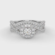 IGI Certified 1.00 Carat Infinity Halo Solitaire Cluster Bridal Set Ring