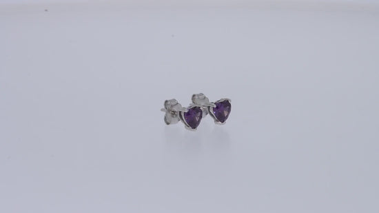 Load and play video in Gallery viewer, Heart Shape Simulated Birthstone Stud Earrings For Women In 925 Sterling Silver
