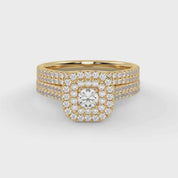 IGI Certified Lab Grown Diamond 2 Row Double Halo Bridal Set Ring