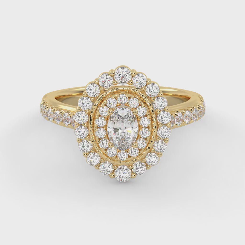 IGI Certified Oval and Round 1.05 Carat Lab Grown Diamond engagement Ring