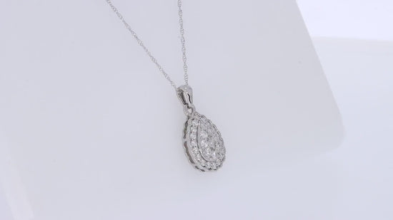 Load and play video in Gallery viewer, 1/2 Carat Lab Created Moissanite Diamond Teardrop Necklace in 10K or 14K Solid Gold For Women (0.50 Cttw)
