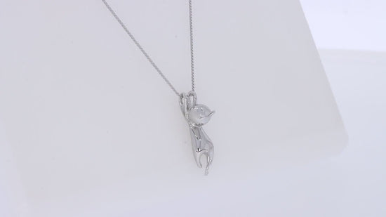 Load and play video in Gallery viewer, Flying Hanging Cat Pendant Necklace For Women In 925 Sterling Silver

