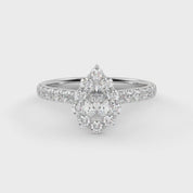 IGI Certified Teardrop Half Eternity Halo Solitaire Engagement Rings for Women