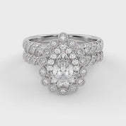 IGI Certified Pear and Round Cut 1.05 Carat Lab Grown Diamond Engagement Wedding Ring