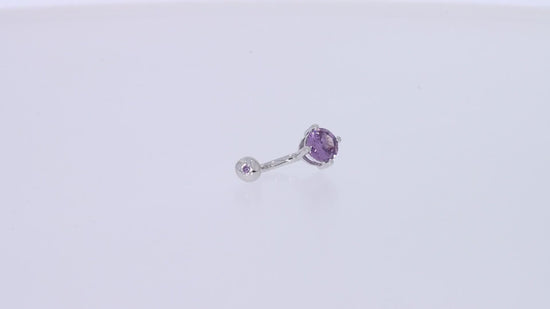 Load and play video in Gallery viewer, Round Simulated Birthstone Belly Button Navel Rings Body Piercing Jewelry For Women In 925 Sterling Silver
