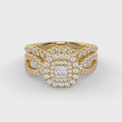 IGI Certified Infinity Shank Princess Cut Lab Diamond Bridal Set Ring