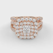 IGI Certified Infinity Shank Princess Cut Lab Diamond Bridal Set Ring