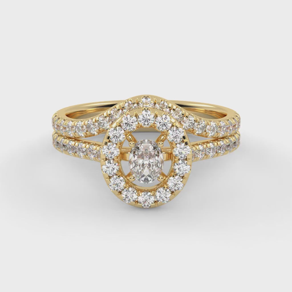 IGI Certified 0.90 Carat Curved Band Bridal Set Ring