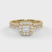 IGI Certified Half Eternity Halo Bridal Set Rings for Women