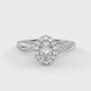 IGI Certified Twisted Halo Solitaire Engagement Ring