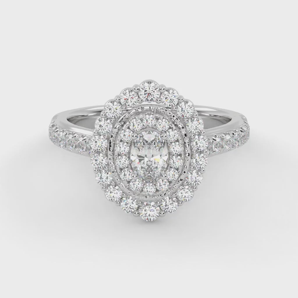 IGI Certified Oval and Round 1.05 Carat Lab Grown Diamond engagement Ring