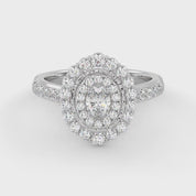 IGI Certified Oval and Round 1.05 Carat Lab Grown Diamond engagement Ring