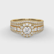 IGI Certified 1.00 Carat Halo Solitaire Cluster Bridal Set Ring