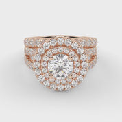IGI Certified Double Halo Lab Diamond Bridal Set Ring