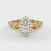 IGI Certified Pear and Round Lab Grown Diamond Bridal Set Ring