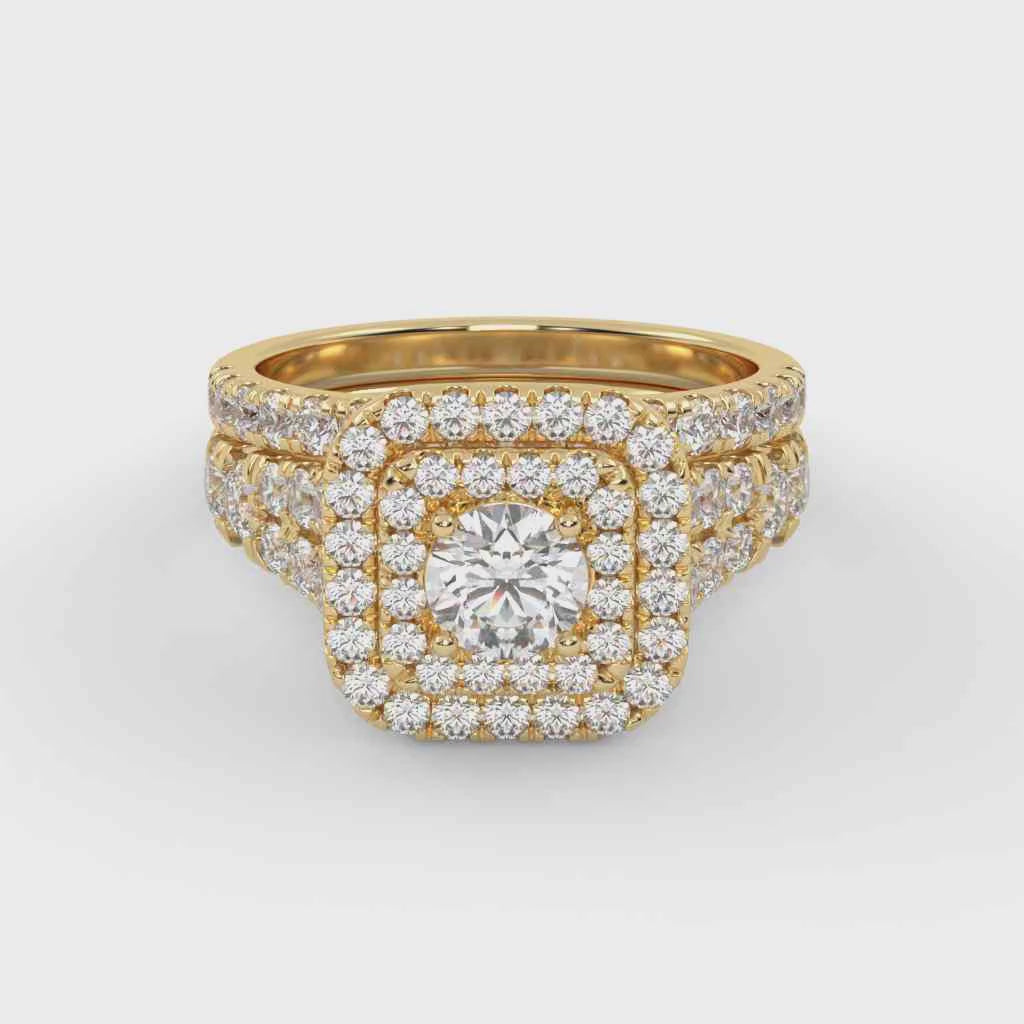 Round Shape 2.00 Carat Lab Grown Diamond Half Eternity Bridal Set Ring