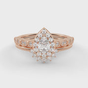 IGI Certified Pear and Round Lab Grown Diamond Bridal Set Ring