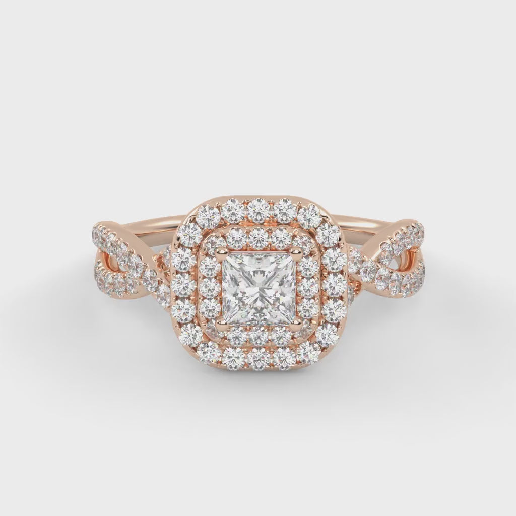 IGI Certified Princess and Round 1.00 Carat Lab Grown Diamond Engagement Ring