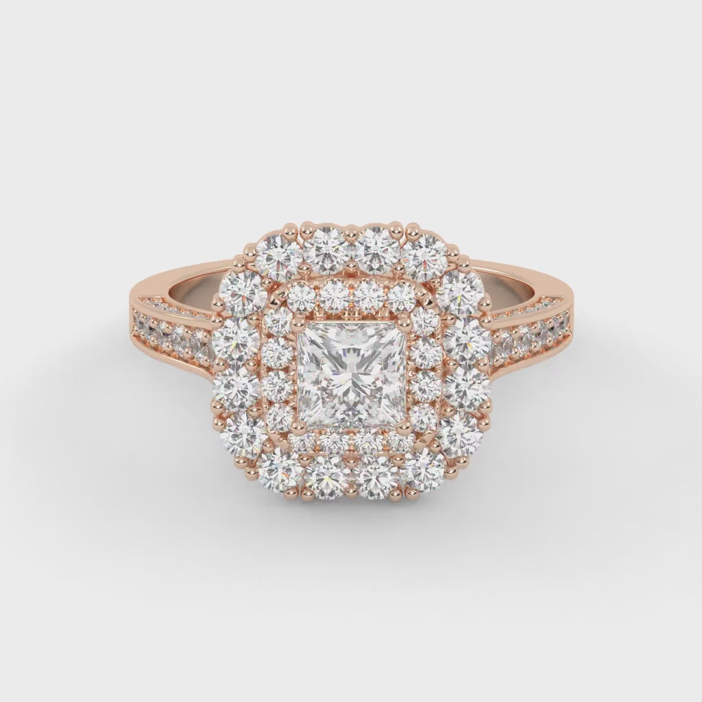 IGI Certified Princess and Round Cut Lab Grown Diamond Ring