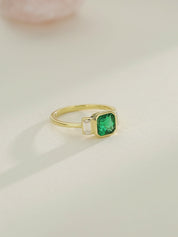 Rex Three Stone Emerald Engagement Ring