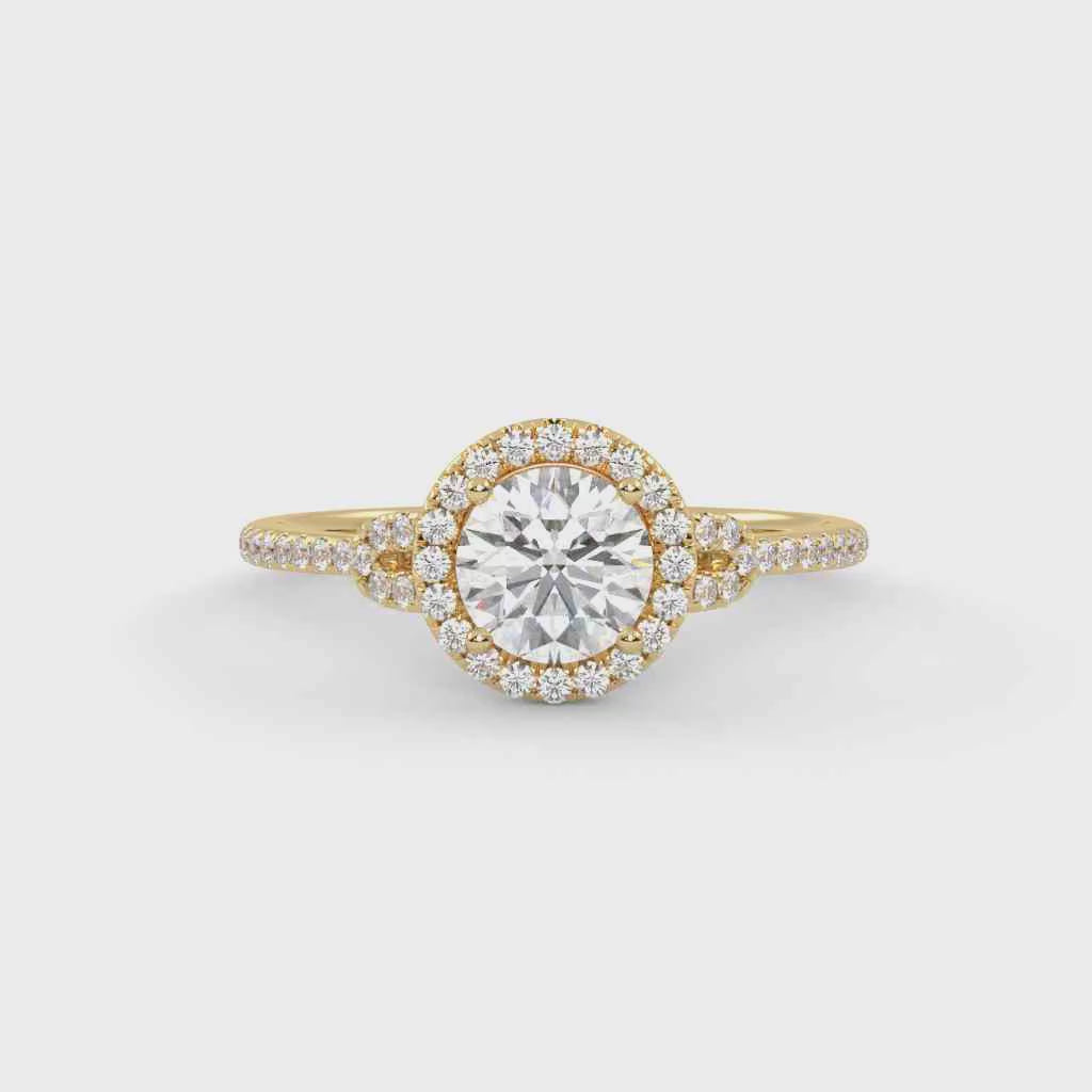 IGI Certified Halo Solitaire Engagement Ring