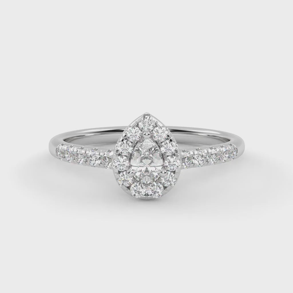 IGI Certified Teardrop Halo Ring