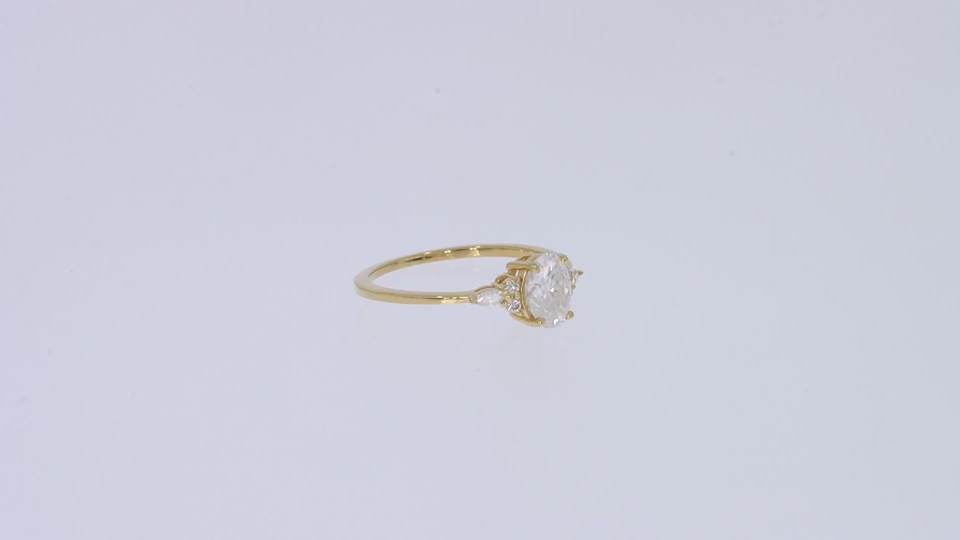 Oval, Marquise and Round Cut Cubic Zirconia Solitaire Engagement Ring for Women
