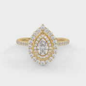 IGI Certified Double Halo Teardrop Engagement Ring