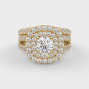 IGI Certified Shank Double Halo Bridal Set Ring
