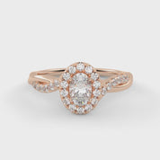 IGI Certified Twisted Halo Solitaire Engagement Ring