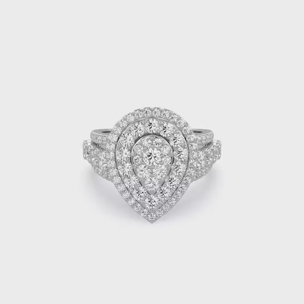 Double Halo Teardrop Engagement Lab Grown Diamond Ring