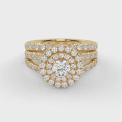IGI Certified Double Halo Lab Diamond Bridal Set Ring