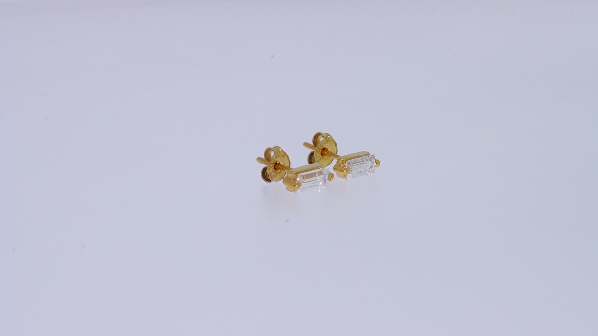 Baguette Stud Earrings Lab Created Moissanite Sterling Silver