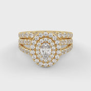 IGI Certified Split Shank Double Halo Bridal Set Ring for Women