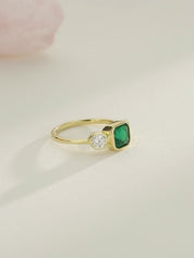 Ben Three Stone Emerald Engagement Ring