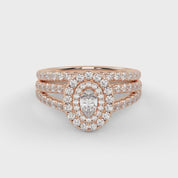 IGI Certified Split Shank Double Halo Bridal Set Ring for Women