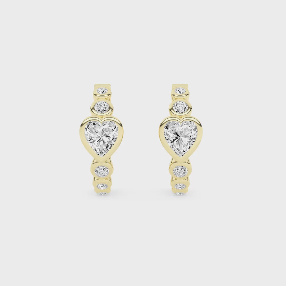 Edie Heart Diamond Hoop Earrings