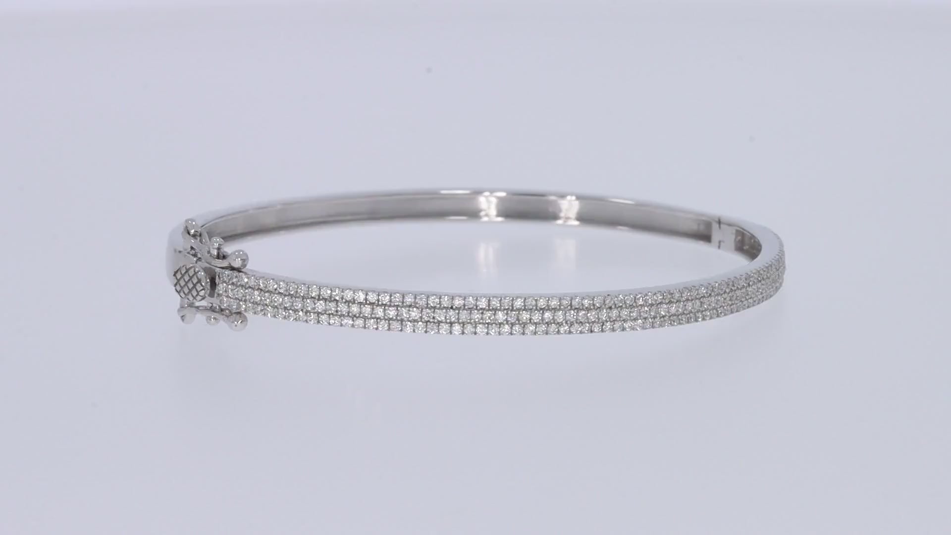 Lab Created Moissanite 3-Row Pave Set Bangle Bracelet