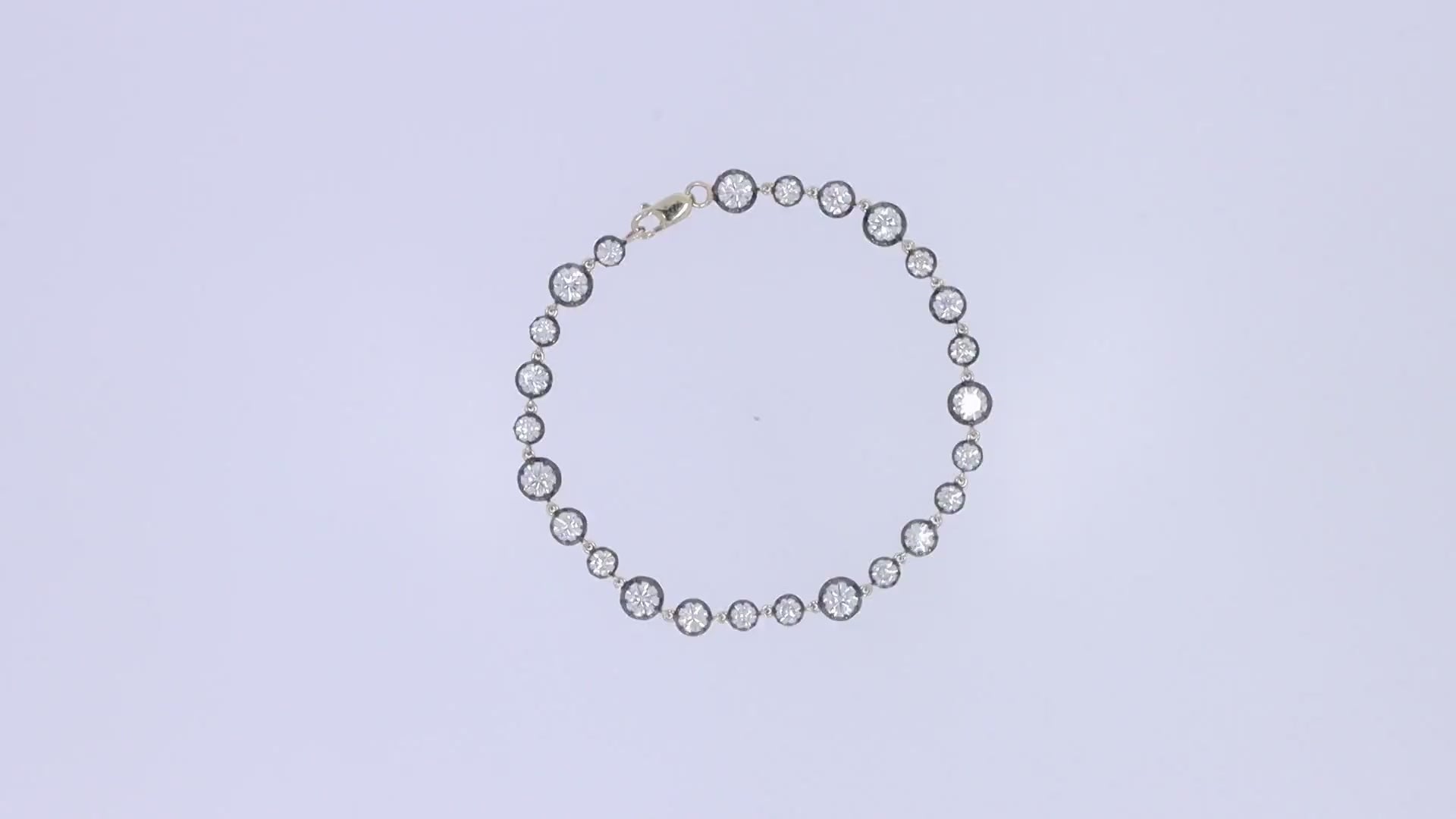 Tennis Two Tone Link Chain Bracelet Lab Created Moissanite