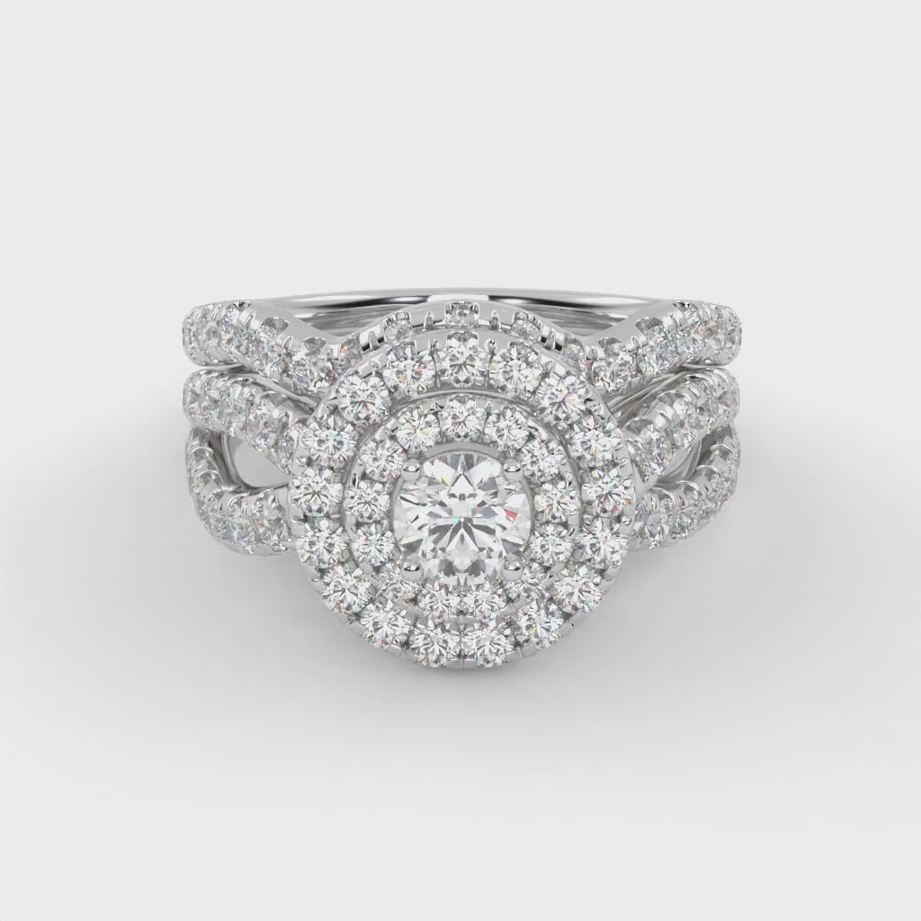 IGI Round Lab Diamond Bridal Set Ring