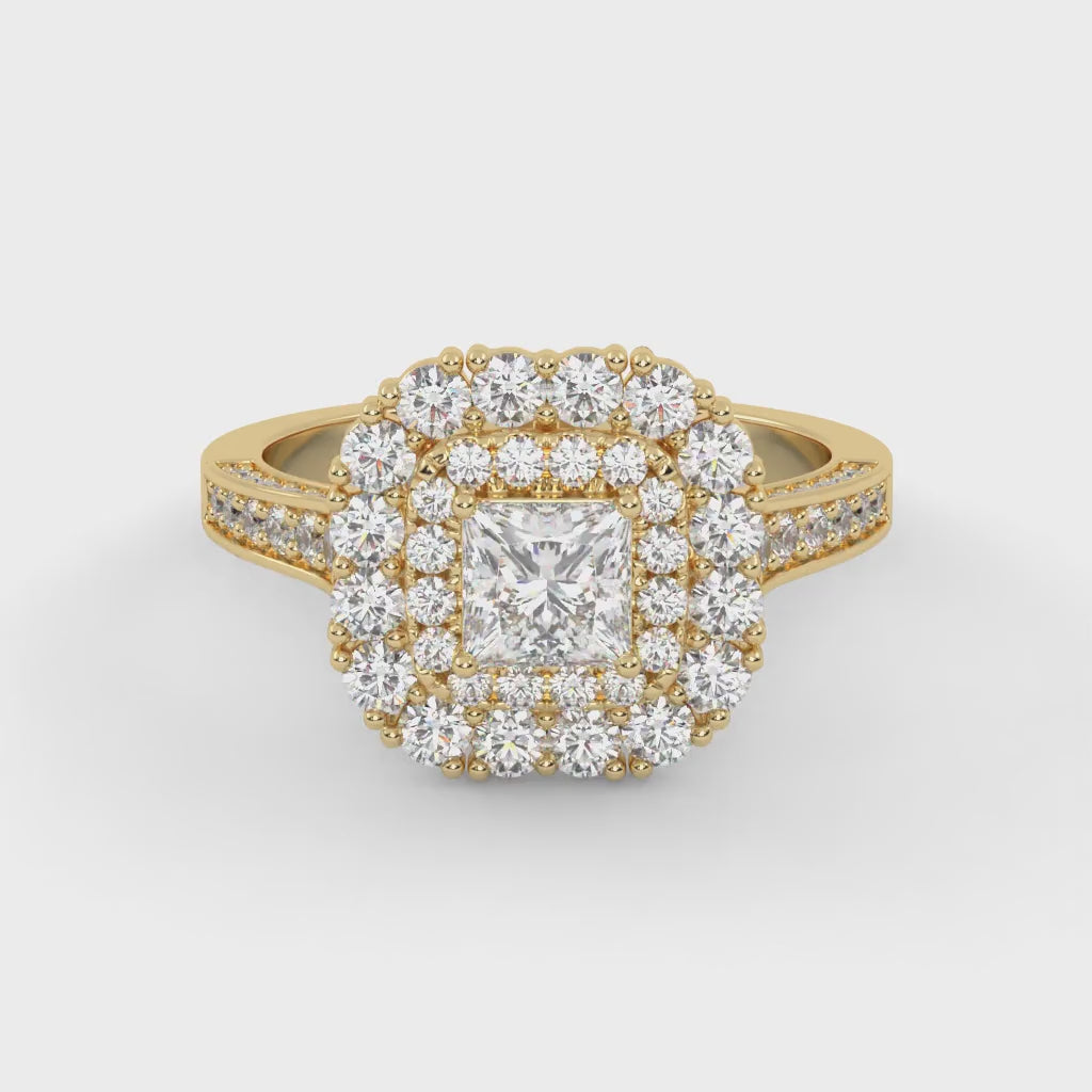 IGI Certified Princess and Round Cut Lab Grown Diamond Ring