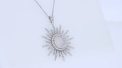 White Cubic Zirconia Sunburst Pendant Necklace