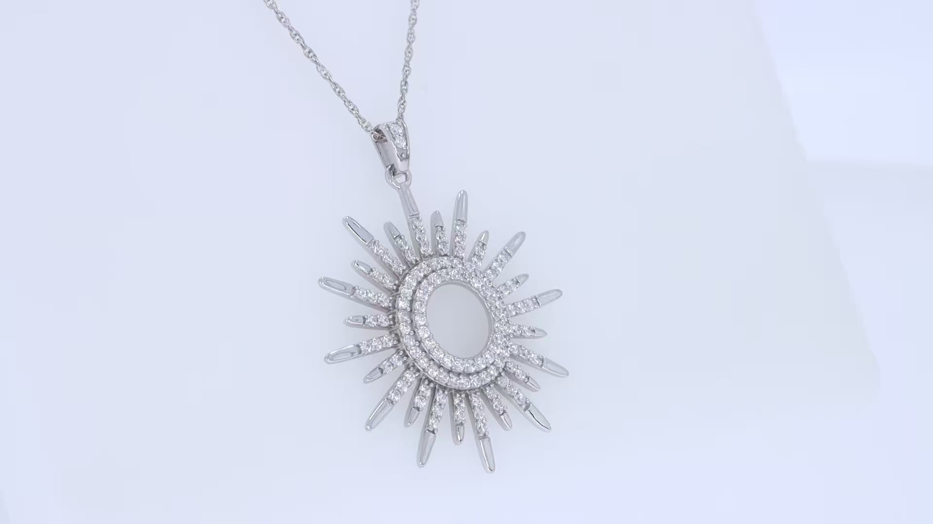 White Cubic Zirconia Sunburst Pendant Necklace