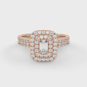 IGI Certified Emerald and Round 1.00 Carat Lab Grown Diamond Engagement Wedding Ring
